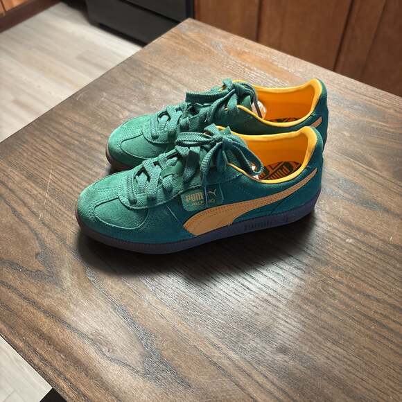 Puma Shoes - Puma Palermo Vine Clementine Green Yellow Suede Sneakers Size (women’s 8)